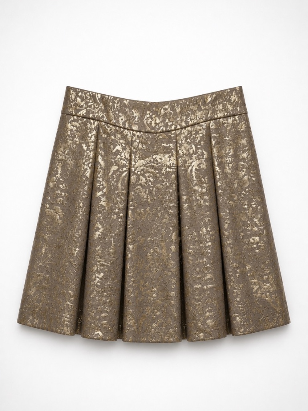 mark. Vintage Metallic Brocade A-Line Skater Skirt - Gold/Brown (272)